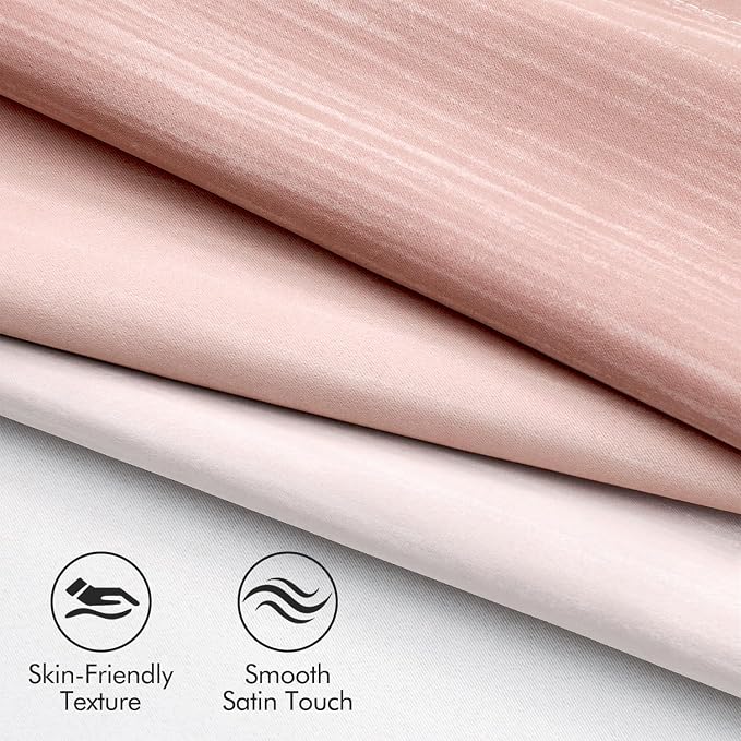 MIULEE Pink and Greyish White Ombre Blackout Curtains 52Wx63L Set of 2 | Full - Image 5