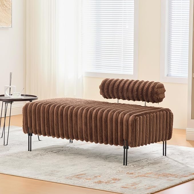 KEIKI 49.6" Upholstered Sofa End of Bed Bench Ottoman Footrest, Mini Loveseat - Image 3