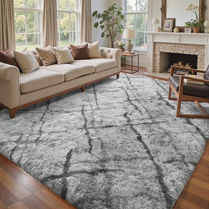 6x9 Ft Large Shag Rugs for Living Room Decor, Tie-Dyed Ultra Soft Fluffy Furry by Cuzwlovita