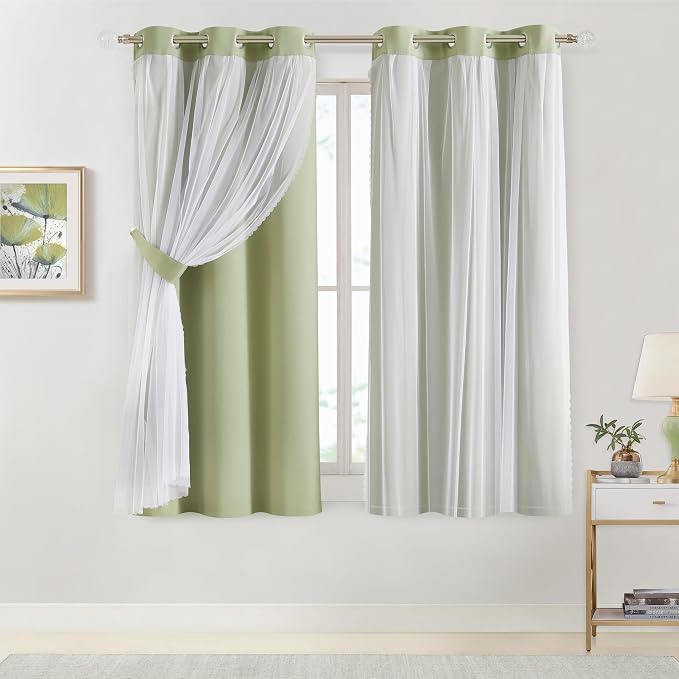 Bujasso Sage Green 90% Blackout Curtains by Bujasso