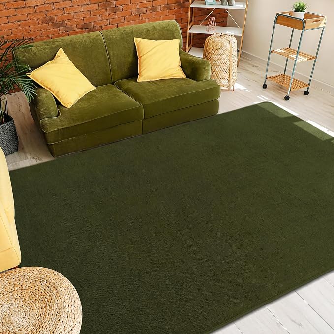 Olive Green Area Rugs for Bedroom Living Room, 4x6 Memory Foam Rug | Thickened - Image 9