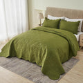 Kingnex Oversized King Bedspreads 128x120 Olive Green | Lightweight, Extra Wide by Kingnex