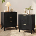 LYNCOHOME Fluted Nightstand Set of 2, Wood Bedside Table by LYNCOHOME