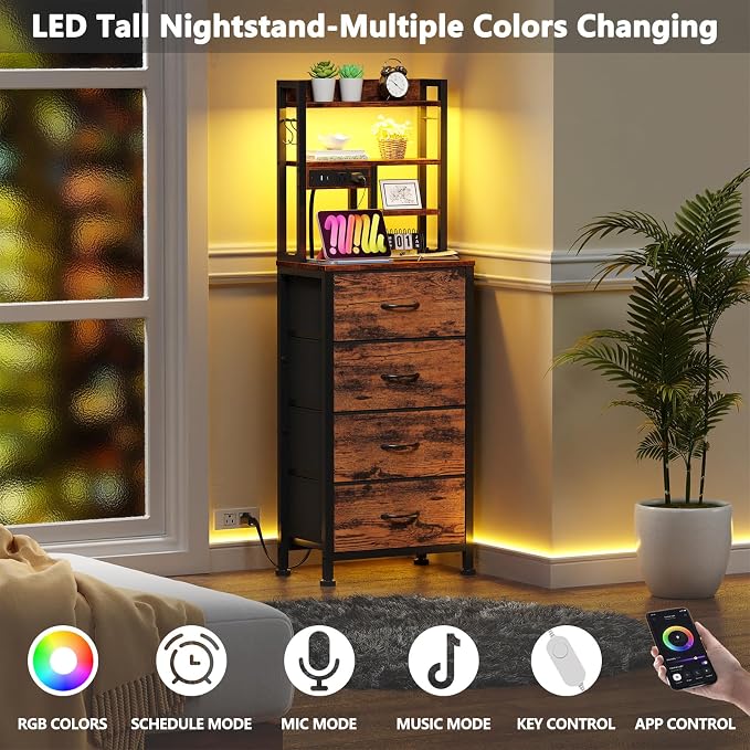 Night Stand Set 2, LED Nightstand - Image 4