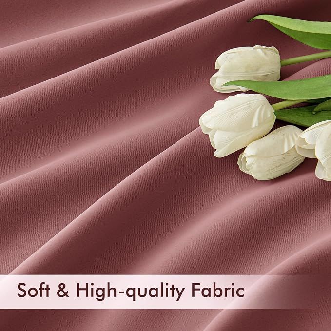 MIULEE Dusty Rose Back Tab Blackout Curtains 52x96 Inch Long 2 Panels Set | Rod - Image 6