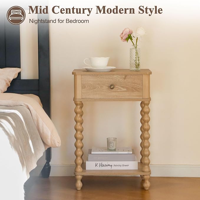 AWASEN Night Stand, Wood End Table - Image 5