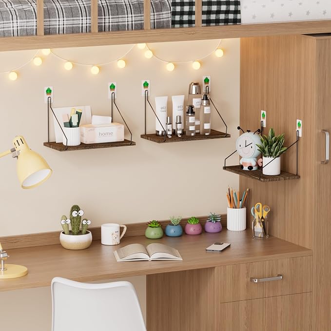 Elevate Your Space with Rustic Wood Floating Shelves Set of 3- Perfect - Image 5