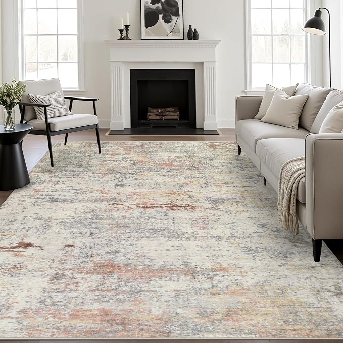 6x9 Area Rug Living Room: Modern Washable Indoor Soft Carpet Taupe | by FXRHLP