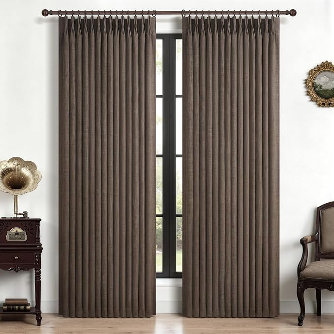 PleatedDrapes Dark Brown Blackout Curtains 86 Inches Long by PleatedDrapes