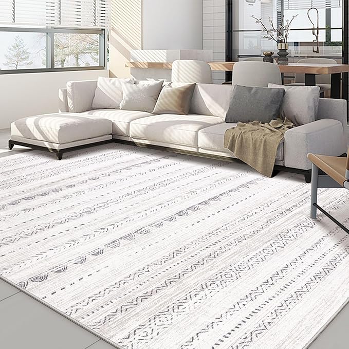 Nakagishi Boho 10x12 Area Rug Living Room Rugs Machine Washable Gray | Soft by NakagishiAreaRug