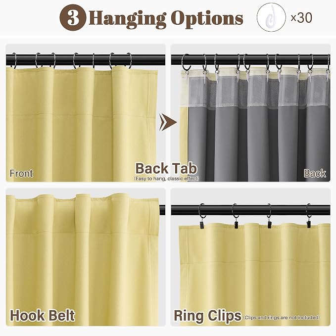 Yellow Linen 100% Blackout Curtains 84 Inch Long - Image 3