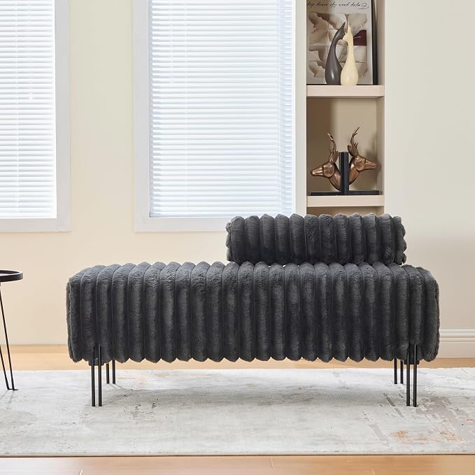KEIKI 49.6" Upholstered Sofa End of Bed Bench Ottoman Footrest, Mini Loveseat - Image 7