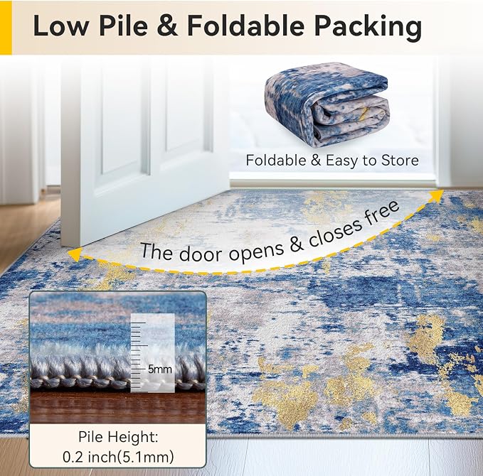 RELEANY Washable Runner 2'x7' Abstract Area Rug - Image 4