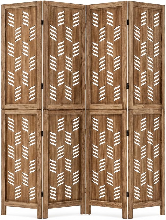 GIANTEX 4 Panel Folding Room Divider, Wood Privacy Screen by Giantex