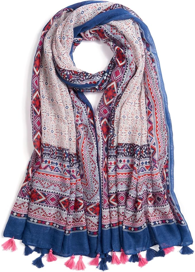 Scarf for Women Lightweight Soft Floral Leopard Printed Scarves Fall Winter Fashion Shawl Wrap with Fringe