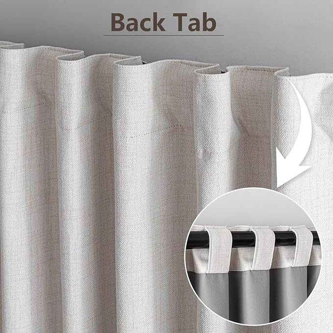 100% Blackout Curtains 84 inch Length 1 Panel Faux Linen Long Drapes - Image 2