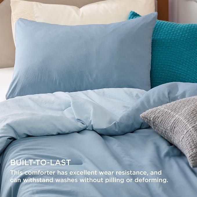 Bedsure Twin/Twin XL Comforter Set, Mineral Blue Soft Prewashed Bedding - Image 3
