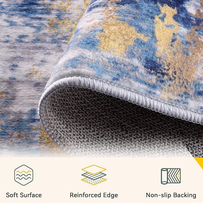 RELEANY Washable Runner 2'x7' Abstract Area Rug - Image 3