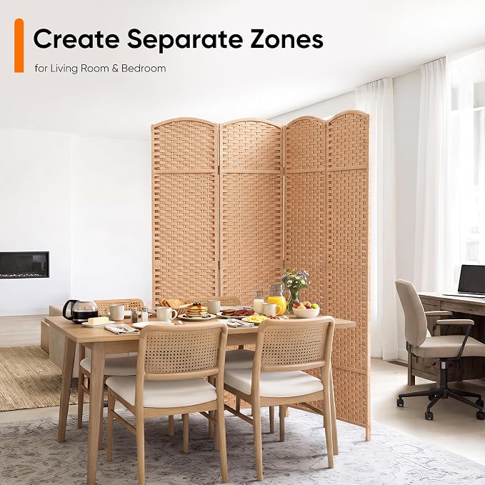 Outdoor Privacy Screen 4-Panel Folding Room Divider Space Partition | 67"H 64"W - Image 6