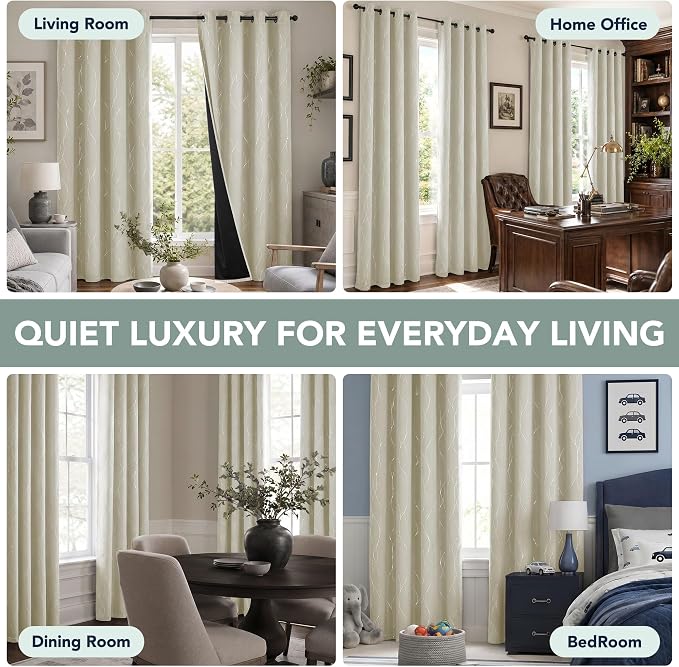 Deconovo 100% Blackout Living Room Curtains 95 Inches Long, Thermal Insulated - Image 7