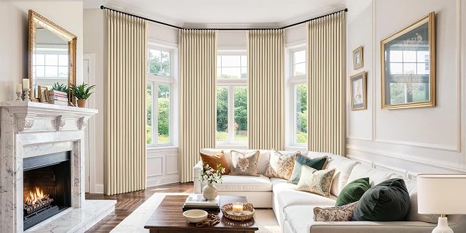 MIULEE Pinch Pleated 100% Blackout Curtains 40"x96" Long Sand 4 Panels Set | - Image 2