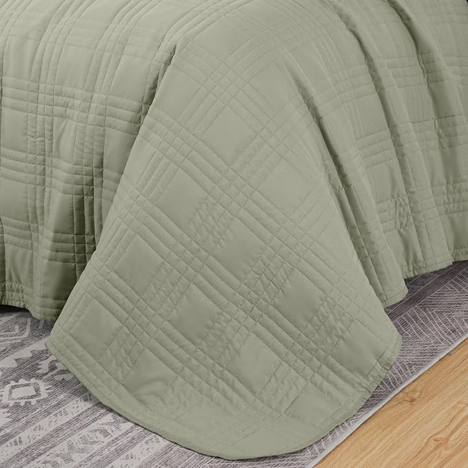 Chezmoi Collection Kingston Queen Size Bedspread Set, 3-Piece Sage Green - Image 7