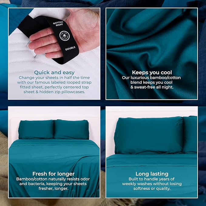 The LAD Collective 3.0 - 4-Piece Cotton Bedding Set with Fitted Sheet, Top Sheet & 2 Pillowcases - Luxury Bed Sheets for Full Size Beds - Premium Bedroom Essentials - Maui/California King