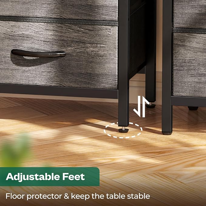 Huuger Nightstand with Charging Station, 27.6 Inch Bedside Table, Side Table | - Image 8