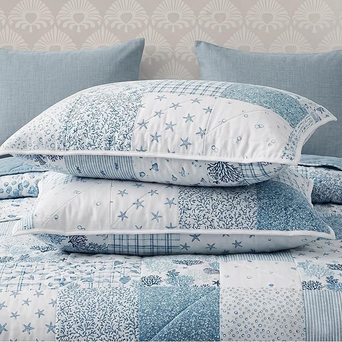 Twin/Twin XL Quilt Set-2 Pieces Soft Bedding Floral Patchwork Coverlet | All - Image 5