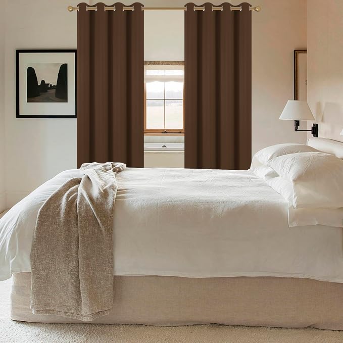 Diraysid Chocolate Brown Grommet Blackout Curtains - Image 7
