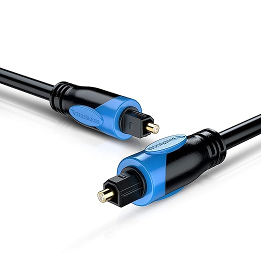 BlueRigger Digital Optical Audio Toslink Cable (1.5FT, Fiber Optic Cord, 24K Gold-Plated) - Compatible with Home Theatre, Sound Bar, TV, Xbox, PlayStation PS5/PS4