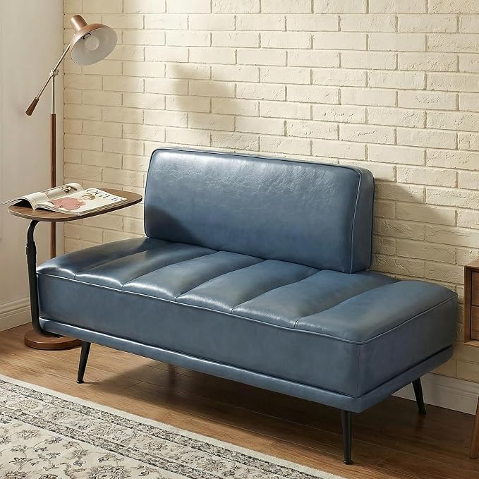 Leather loveseat Sofa, Modern Faux Leather Bedroom Bench by SmartEdge