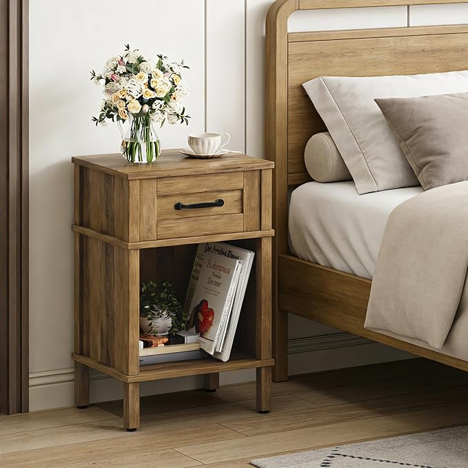 Small Brown Night Stand, Rustic End Table, Wood Nightstand by Unknown