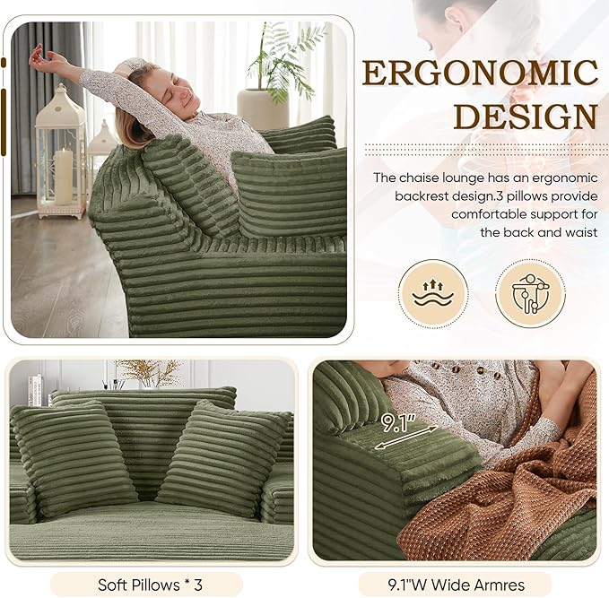 Oversized Chaise Lounge Chair Indoor, Comfy Fluffy Cloud Couch, Modern Deep - Image 3