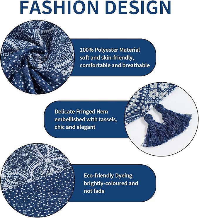 Scarf for Women Lightweight Soft Floral Leopard Printed Scarves Fall Winter Fashion Shawl Wrap with Fringe