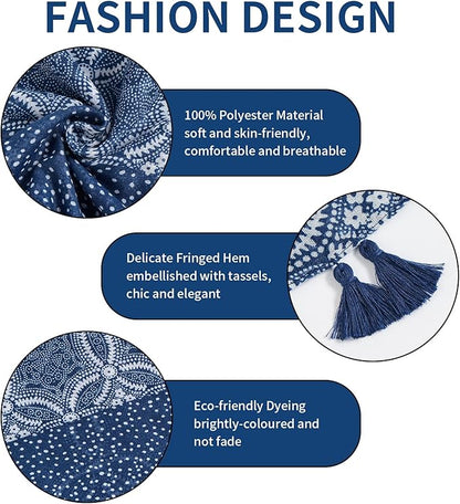 Scarf for Women Lightweight Soft Floral Leopard Printed Scarves Fall Winter Fashion Shawl Wrap with Fringe