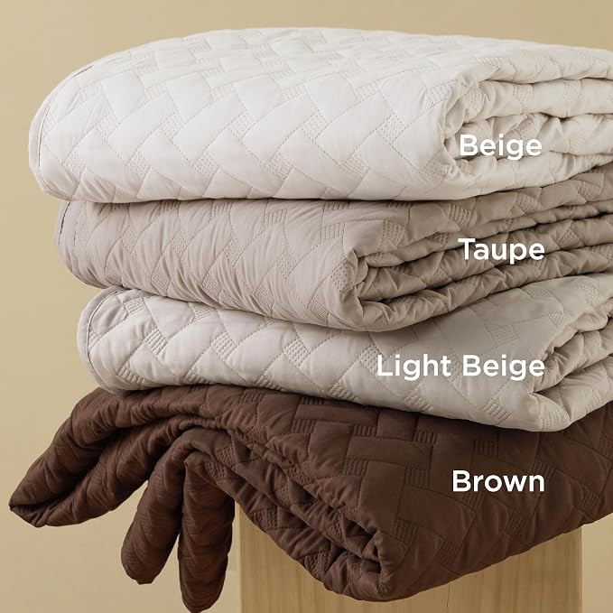 Bedsure Quilts Queen Size, Lightweight Comforter Set, Light Beige Bedspread | - Image 3