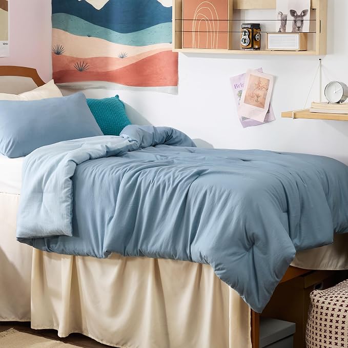 Bedsure Twin/Twin XL Comforter Set, Mineral Blue Soft Prewashed Bedding - Image 2