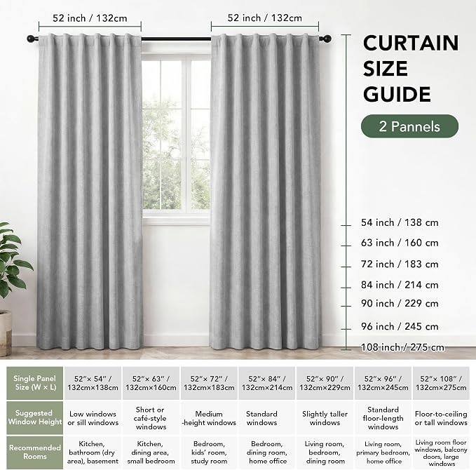 Deconovo Faux Linen 100% Blackout Curtains - Image 8