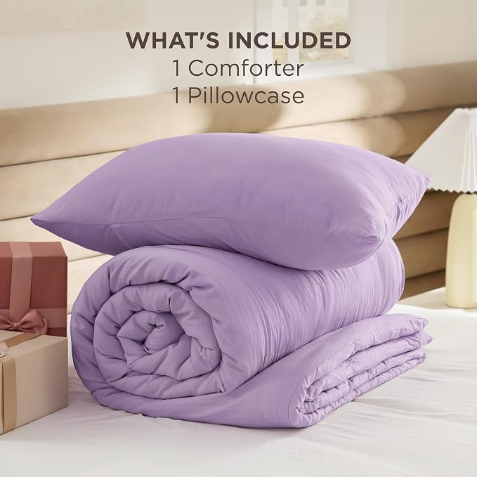 Bedsure Twin/Twin XL Comforter Set, Lavendar Soft Prewashed Bedding - Image 7