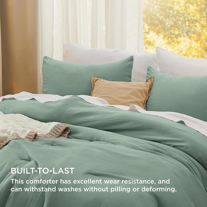 Bedsure California King Comforter Set, Sage Green Soft Prewashed Bedding - Image 3