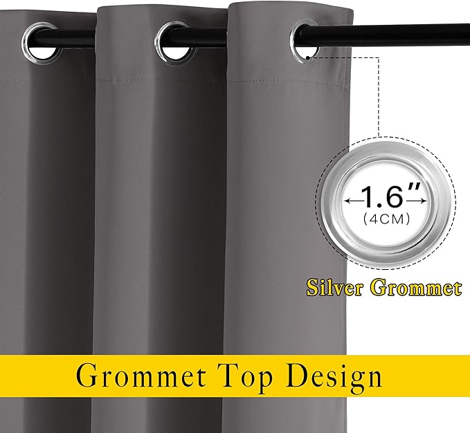 NICETOWN Grey Blackout Curtains 108 inches Long - Image 2