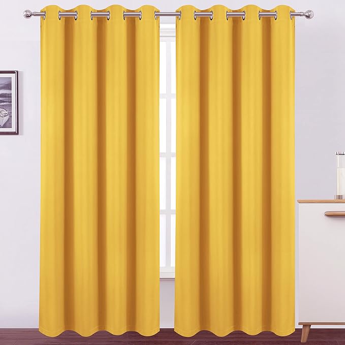 100% Blackout Yellow Curtains - Image 2