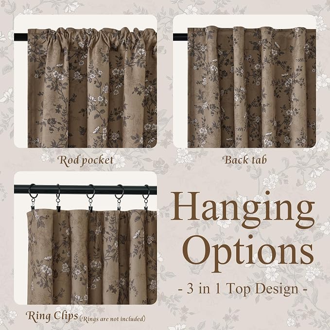 Floral 100% Blackout Linen Curtains 84 Inches - Image 8