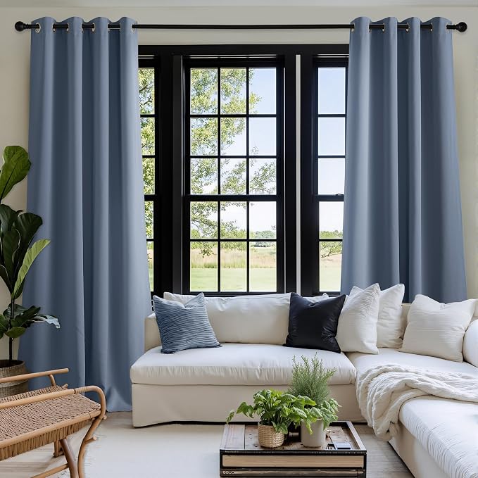 NICETOWN Room Darkening Draperies Curtains Panels, 2 Panels Stone Blue W52 x L90 - Image 9