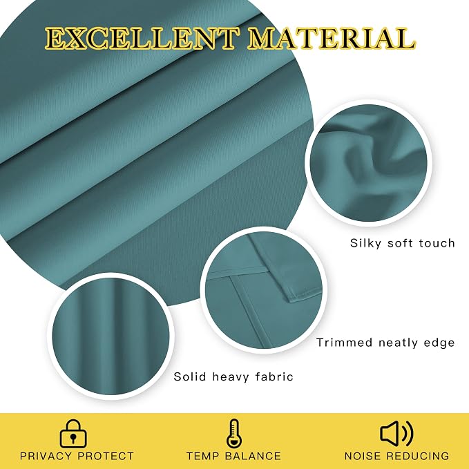 NICETOWN Sea Teal Blackout Curtains - Image 2