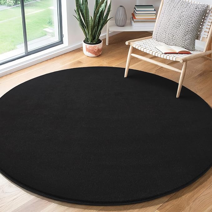 Black Round Area Rugs 6ft Circle Rugs by AmeareaDirect
