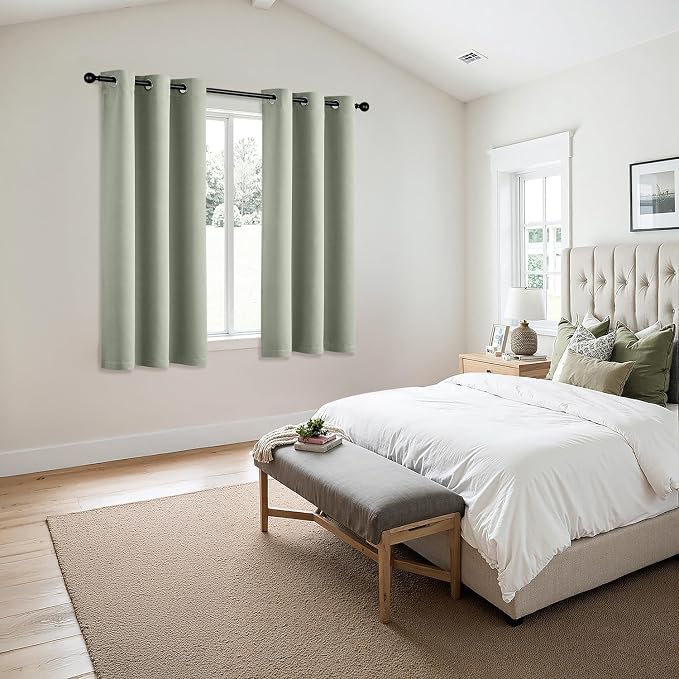 MIULEE Blackout Curtains for Bedroom 2 Panels 29 x 40 Inch Long Sage Green | - Image 6