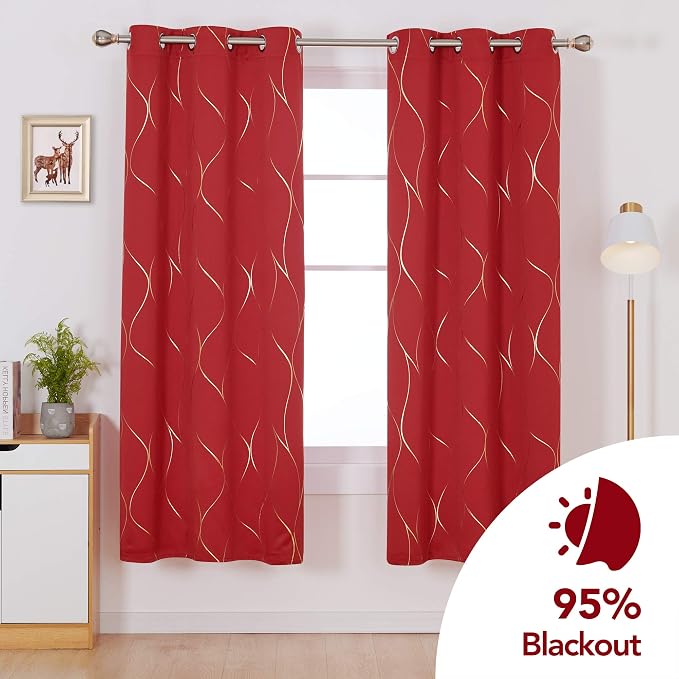 Deconovo Curtains for Living Room, Pattern Blackout Curtains 72 Inches Long | - Image 2