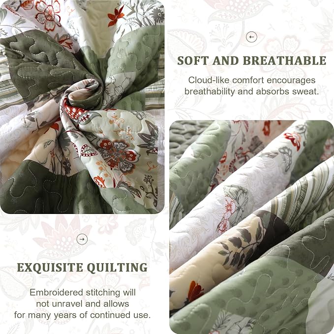 Anibedding Patchwork Quilt Set Queen Size, Soft Lighweight Farmhouse Quilt - Image 4